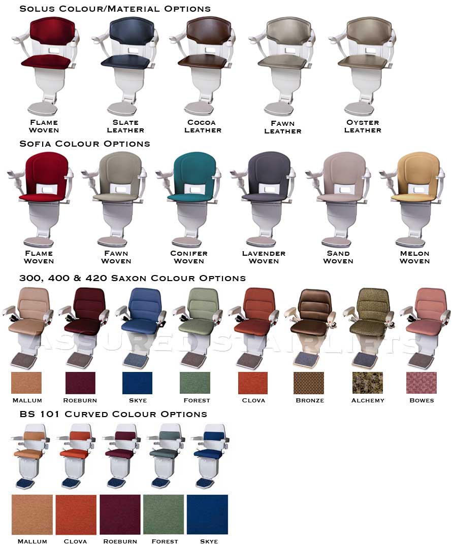 Upholstery Colours for Stannah Stairlifts